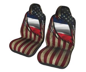 Lot De 2 Housses De Siège Drapeau Américain Et Français De La République Française À Gratter Housses De Siège De Voiture Décoratives Couvre Siège Antidérapantes Car Seat Cover pour 52X138CM