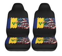 Lot De 2 Housses De Siège Drapeau De L'Aigle des États-Unis Et De Saint-Vincent-Et-Les-Grenadines Couvre Siège Universel Housses De Siège De Voiture Antidérapantes Car Seat Cover pour 52X138CM
