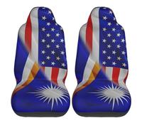Lot De 2 Housses De Siège Drapeau Triangulaire des Rosal des Îles Marshall Et des États-Unis Couvre Siège Décoratives Car Seat Cover Antidérapantes Housses De Siège De Voiture pour SUV 52X138CM