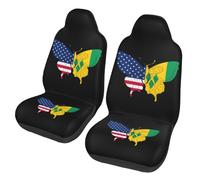 Lot De 2 Housses De Siège Papillon Saint-Vincent-Et-Les-Grenadines Drapeau Américain Couvre Siège Décoratives Housses De Siège De Voiture Durables Car Seat Cover pour SUV Berlines 52X138CM