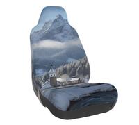 Lot De 2 Housses De Siège Paysage d'hiver dans Les Alpes Housses De Siège De Voiture Antidérapantes Car Seat Cover Décoration Couvre Sièges pour SUV Camions Voiture 52X138CM