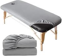 Lot de 2 housses de table de massage avec trou, 80 x 190 cm, lavables, imperméables et résistantes à l'huile, conviennent aux tables de maquillage et aux bancs de thérapie - Gris