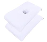Lot de 2 housses de table massage douces avec trou pour le visage, 40, 6 x 81, 3 cm, réutilisables, serviette lit beauté pour spa avec drap pour les soins la peau, blanc..