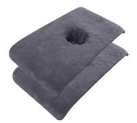 Lot de 2 housses de table massage douces avec trou pour le visage, 40, 6 x 81, 3 cm, réutilisables, serviette lit beauté pour spa avec drap pour les soins la peau, gris avec