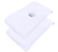 Lot de 2 housses de table massage douces avec trou pour le visage, 40, 6 x 81, 3 cm, réutilisables, serviette lit beauté pour spa avec drap pour les soins la peau, blanc avec