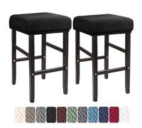 Lot de 2 housses de tabouret de bar carrées avec protections élastiques lavables pour tabourets de cuisine et de piano - Noir - 30 x 40 cm - Protection durable et élégante