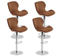 Lot de 2 housses de tabouret en velours extensible pour tabourets de bar incurvés et pivotants, housses de chaise de salle à manger à dossier court, housses de tabouret de bar