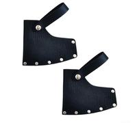Lot de 2 housses de tête de hache en cuir de vachette robuste avec fermeture à pression pour un rangement et un transport sécurisés Marron Noir