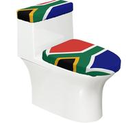Lot de 2 housses de toilette élastiques avec motif drapeau de l'Afrique du Sud - Pour salle de bain - Doux et lavable - En forme de U