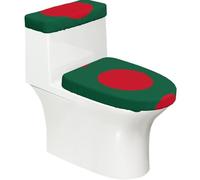 Lot de 2 housses de toilette élastiques avec motif drapeau du Bangladesh - Couvercles extensibles et lavables en forme de U - Pour salle de bain