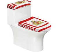 Lot de 2 housses de toilette élastiques avec motif drapeau du Sénat de Brême - Couvercles extensibles et housses de réservoir pour salle de bain - Doux et lavable - En forme de U