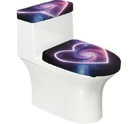 Lot de 2 housses de toilette élastiques avec trou de ver en forme de cœur et couvercle de réservoir extensibles pour salle de bain, doux et lavable en forme de U
