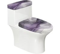 Lot de 2 housses de toilette élastiques lavables en forme de U pour salle de bain - Couvercles extensibles et lavables - Gris violet