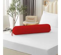 Lot de 2 housses de traversin roulées de 35 x 106 cm (housse uniquement, traversin non inclus) Taie d'oreiller ronde respirante (rouge)