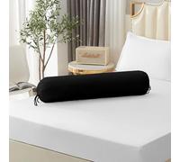 Lot de 2 housses de traversin roulées de 35 x 106 cm (housse uniquement, traversin non inclus) - Taie d'oreiller ronde respirante (noir)