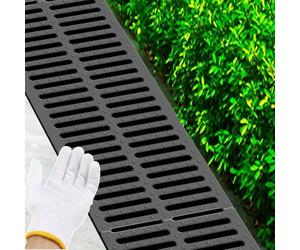 Lot de 2 housses de vidange rectangulaires à découper pour extérieur, gants à outils (1 paire), grille de drainage pour terrasse, pelouse, jardin (50 x 30 x 2 cm)