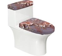 Lot de 2 housses décoratives élégantes pour abattant de WC Motif floral Rose doré