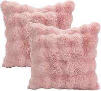 Lot de 2 housses d'oreiller en fausse fourrure polaire douce - Housses d'oreiller décoratif de luxe de forme carrée/rectangulaire, housses d'oreiller de canapé chaudes pour l'hiver pour canapé, sofa