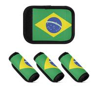 Lot de 2 housses douces et confortables pour poignée de bagage, Drapeau national du Brésil, one sizex2