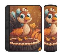 Lot de 2 housses douces pour ceinture de sécurité de voiture pour adultes, jeunes enfants, illustration mignonne avec citrouille de dinde et tarte
