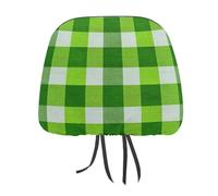Lot de 2 housses élastiques et confortables pour appui-tête de voiture imprimé à carreaux vert gazon blanc et femme, compatible avec la plupart des voitures, camionnettes, SUV, camions, accessoires de