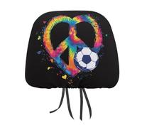 Lot de 2 housses élastiques et confortables pour appuie-tête de voiture avec imprimé cœur et ballon de football pour homme et femme, compatible avec la plupart des voitures, camionnettes, SUV, camions