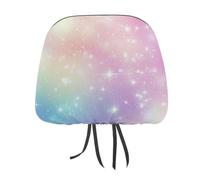 Lot de 2 housses élastiques et confortables pour appuie-tête de voiture avec petites étoiles scintillantes et lumineuses imprimées pour homme et femme, compatible avec la plupart des voitures