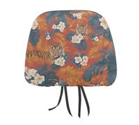 Lot de 2 housses élastiques et confortables pour appuie-tête de voiture imprimées de feuilles de palmier tropicales vintage pour homme et femme, compatible avec la plupart des voitures, camionnettes