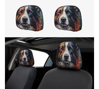 Lot de 2 housses élastiques universelles pour appuie-tête de siège de voiture Portrait Of The Happy - Convient à la plupart des véhicules - Accessoires d'intérieur pour homme et femme