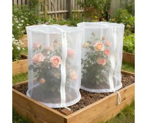 Lot de 2 housses en PVC respirant avec fermeture éclair intégrale pour un entretien ininterrompu des plantes et une exclusion des parasites dans les jardins domestiques (40 x 40 x 60 cm)