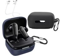 Lot De 2 Housses En Silicone Antichoc Compatibles Soundcore P30i ¿ 2 Mousquetons & 2 Lanières Anti-Perte, Protection Étui De Charge Noir Et Bleu