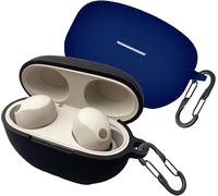 Lot De 2 Housses En Silicone Compatibles Sony Wf-1000xm5 Avec 2 Mousquetons ¿ Coque Liquide Ultra-Fine Anti-Choc Pour Boîtier D¿Écouteurs Bluetooth, Noir Et Bleu