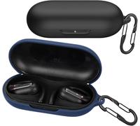 Lot De 2 Housses En Silicone Liquide Compatibles Soundcore V30i ¿ Coque Ultra-Fine Antichoc Antidérapante + 2 Mousquetons (Noir & Bleu)