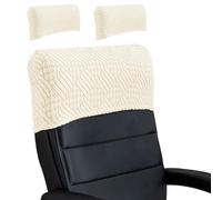 Lot de 2 housses extensibles pour appui-tête de chaise de bureau - Protection de dossier élastique minimaliste, épaisse, douce de couleur unie pour chaise d'ordinateur de bureau patron à haut dossier