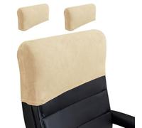 Lot de 2 housses extensibles pour appui-tête de chaise de bureau - Protection de dossier élastique minimaliste, épaisse, douce de couleur unie pour bureau, patron, chaise d'ordinateur, travail