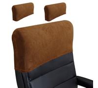 Lot de 2 housses extensibles pour appui-tête de chaise de bureau - Protection de dossier élastique minimaliste, épaisse, douce de couleur unie pour bureau, patron, chaise d'ordinateur, travail