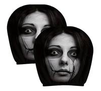 Lot de 2 housses extensibles pour appuie-tête de siège auto Noir et blanc | Housses élastiques pour appui-tête pour véhicule, SUV, camping-car, berline, camionnette, vacances, Halloween, voyage