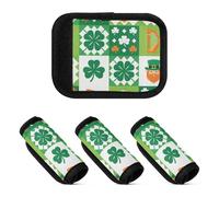 Lot de 2 housses extensibles pour poignée de bagage - Accessoires de voyage, Motif damier des icônes irlandaises de la Saint-Patrick, one sizex4