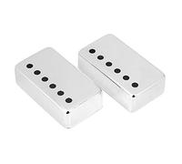 Lot de 2 housses Humbucker en laiton |Conception à 6 trous pour micros manche et chevalet |Ternish - Couvercle de micro de guitare inhibant pour la réduction/protection du bruit (Argent)