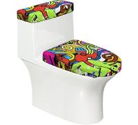 Lot de 2 housses pour abattant de toilette motif graffiti - Super douces et lavables