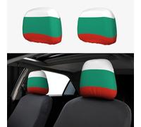Lot de 2 housses pour appuie-tête de voiture avec drapeau bulgare, durables et élastiques, adaptées pour les appuie-têtes de voiture ou de camion, faciles à installer.