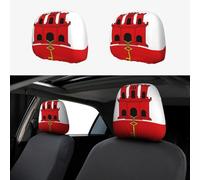 Lot de 2 housses pour appuie-tête de voiture avec drapeau de Gibraltar, durables et élastiques, adaptées pour les appuie-têtes de voiture ou de camion, faciles à installer.