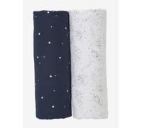 Lot de 2 housses pour berceau et cododo en coton bio* marine/écru TU