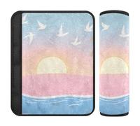 Lot de 2 housses respirantes pour ceinture de sécurité de voiture - Pour adultes et enfants - M - Motif île tropicale et coucher de soleil