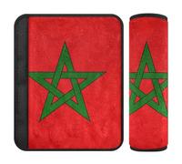 Lot de 2 housses souples pour ceinture de sécurité de voiture - Pour adultes et enfants - Motif drapeau du Maroc