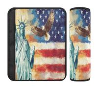 Lot de 2 housses souples pour ceinture de sécurité de voiture pour femmes, hommes, enfants, taille M, drapeau des présidents américains et Lady Liberty