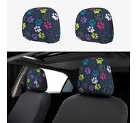 Lot de 2 housses universelles pour appuie-tête de voiture avec motif pattes de chien - Respirantes et élastiques pour SUV, camions, camionnettes et voitures