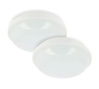 Lot de 2 Hublots LED Extérieur/Intérieur PERRY 20W (Eq. 120W) - Puissants 2300 Lumens - CCT (Choix 3 Couleurs : 3000K, 4000K, 6500K) - Plafonnier Rond Étanche IP65 - Anti-Choc IK08 - Façade & Garage