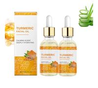 Lot de 2 huiles pour le visage au curcuma, sérum à la vitamine C, soin éclaircissant du visage pour éclaircir la peau, améliorer les taches les plus foncées, réduire les rides et ridules inégales