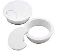 Lot de 2 œillets de bureau en plastique pour câble de bureau, œillets en plastique, cache-trou de fixation de 60 mm de diamètre (blanc)
